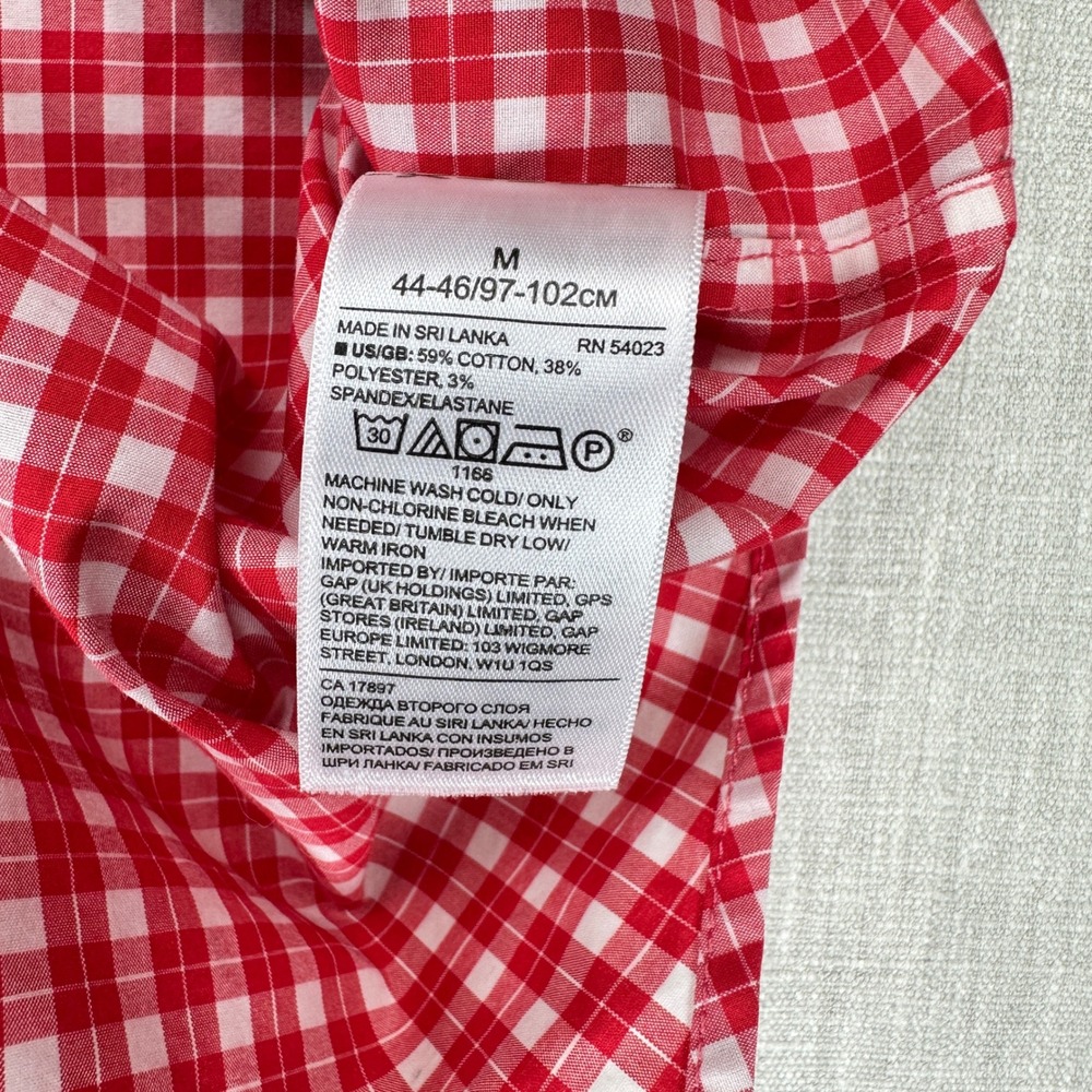 Banana Republic Button Down Mens M Red Gingham Slim Flex Fit Tech Stretch Cotton - Picture 11 of 14